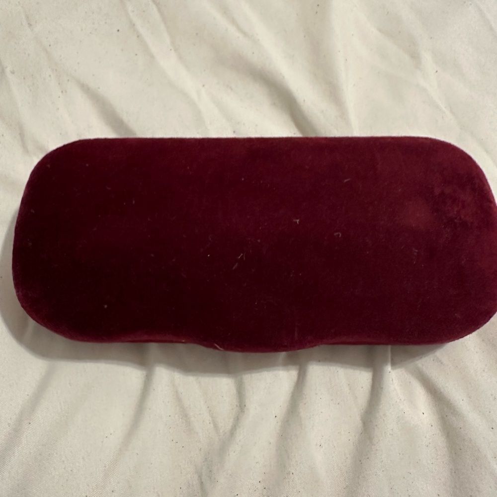 Gucci Red Velvet Eyeglass Case with Tan Interior